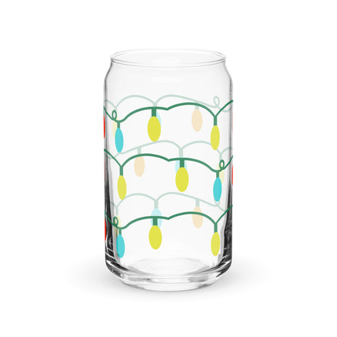 Christmas Lights Glass Mug 16 Oz.
