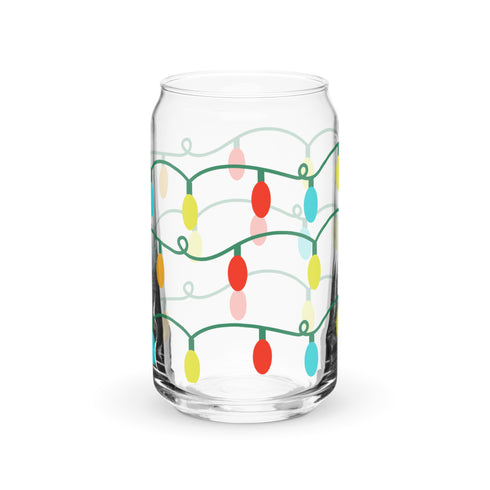 Christmas Lights Glass Mug 16 Oz.