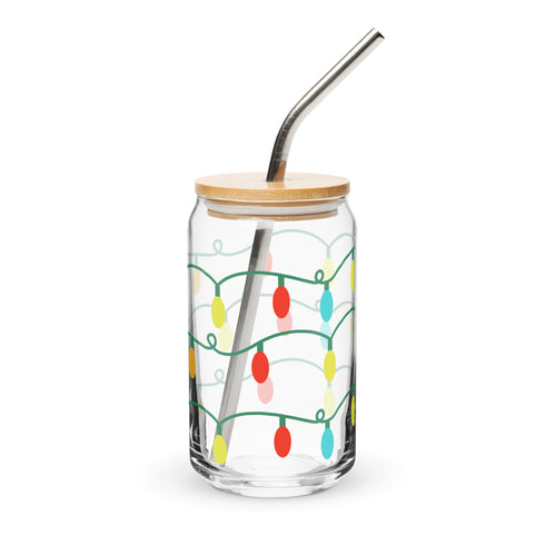 Christmas Lights Glass Mug 16 Oz.