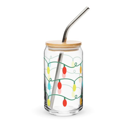 Christmas Lights Glass Mug 16 Oz.