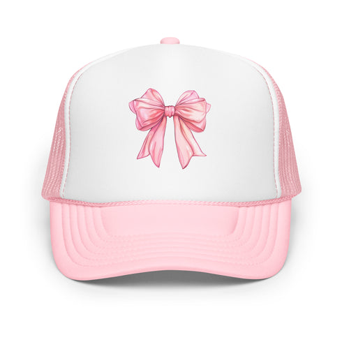 Pink Bow Foam trucker hat