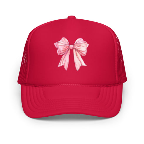 Pink Bow Foam trucker hat