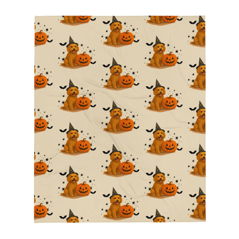 Goldendoodle Halloween Throw Blanket