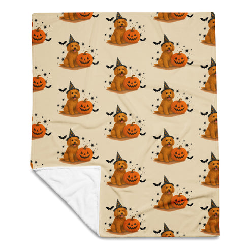 Goldendoodle Halloween Throw Blanket