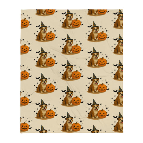 English Bulldog Halloween Throw Blanket
