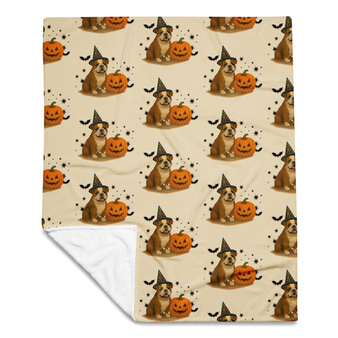 English Bulldog Halloween Throw Blanket