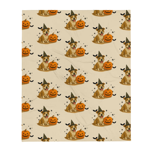 Brown And White Pitbull Halloween Throw