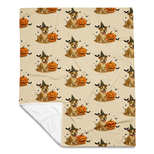 Brown And White Pitbull Halloween Throw