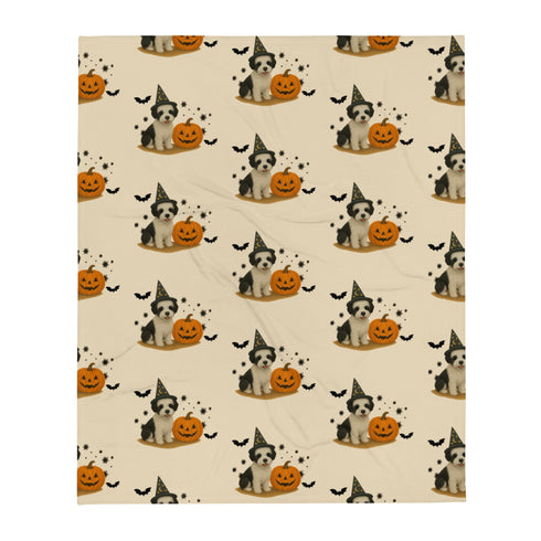 Sheepadoodle Halloween Throw Blanket
