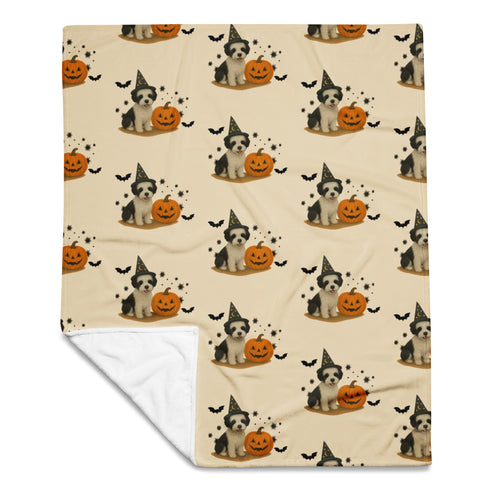 Sheepadoodle Halloween Throw Blanket