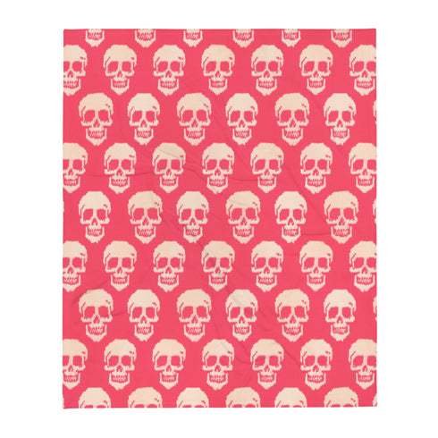 Pink Skull Design Throw Blanket
