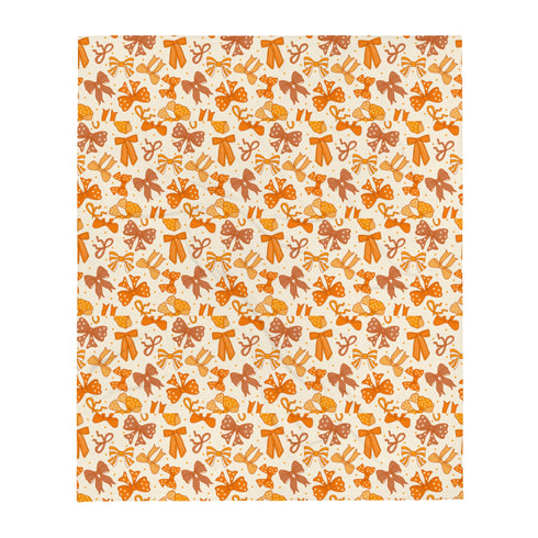 Rust and Ribbon Fall Bow Throw Blanket