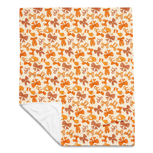 Rust and Ribbon Fall Bow Throw Blanket