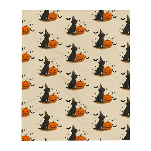 Black Lab Halloween Throw Blanket