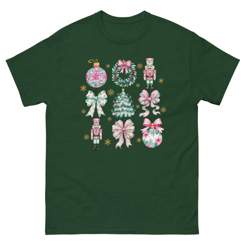 Pink And Green Christmas Coquette Gildan Shirt