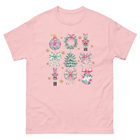 Pink And Green Christmas Coquette Gildan Shirt