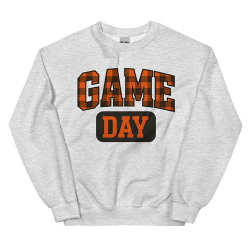 Game Day Orange Plaid Football Sweatshirt