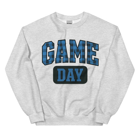 Game Day Blue Plaid Football Sweatshirt