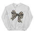 Race Checkered Bow Sweatshirt, Car Racing Crewneck Unisex Sweatshirt, Womenswear Oversized Top