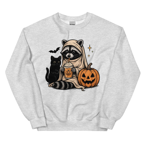 Halloween Fall Coffee Racoon Crewneck
