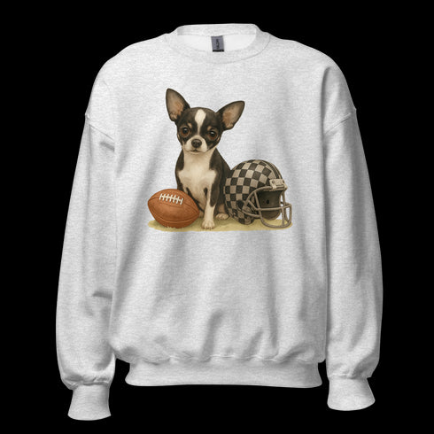 Chihuahua Black and White Football Sweatshirt