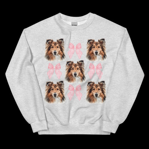 Sheltie With Pink Bows Dog Sweatshirt