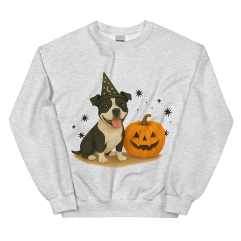 Black and White Pitbull Halloween Witchy Dogs Sweatshirt