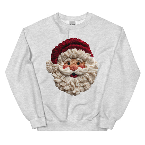 Faux Crochet Yarn Jolly Santa Sweatshirt