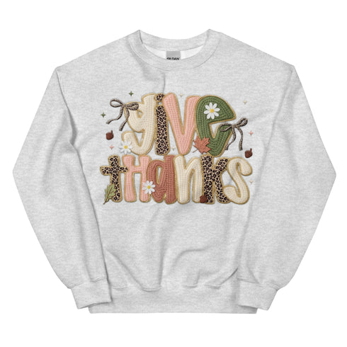 Faux Crochet Give Thanks Sweatshirt