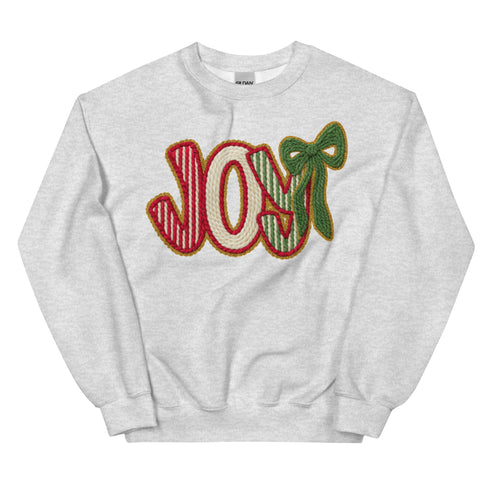 Joy Faux Crochet Christmas Crewneck