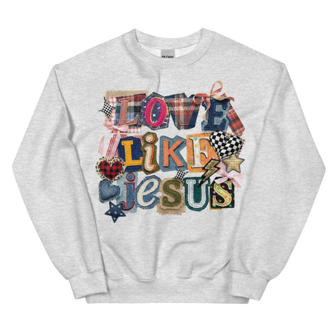 Love Like Jesus Faux Quilt Crewneck