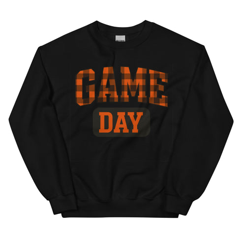 Game Day Orange Plaid Football Sweatshirt