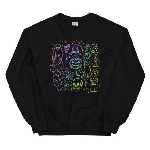 Neon Halloween Doodles Crewneck