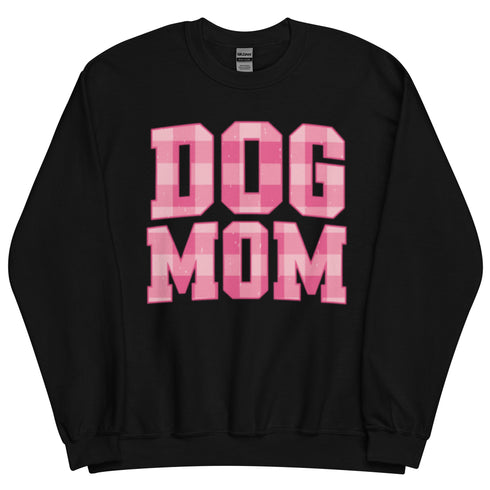 Pink Dog Mom Plaid Crewneck