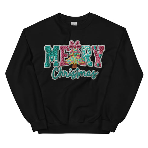 Faux Crochet Merry Christmas Crewneck