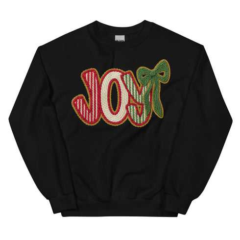 Joy Faux Crochet Christmas Crewneck