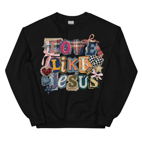 Love Like Jesus Faux Quilt Crewneck