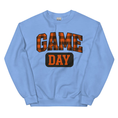 Game Day Orange Plaid Football Sweatshirt