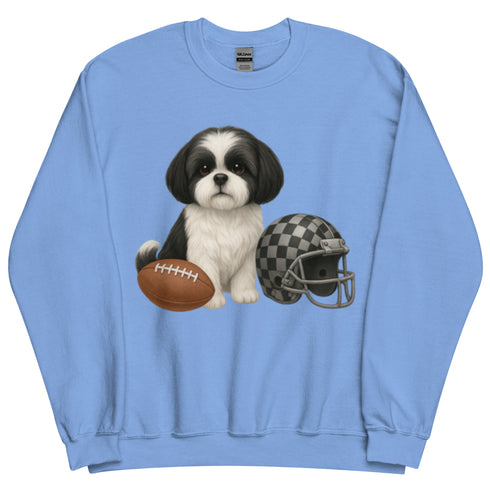 Black and White Shih Tzu Football dog Sweatshirt