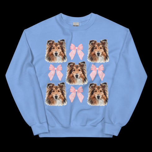 Sheltie With Pink Bows Dog Sweatshirt