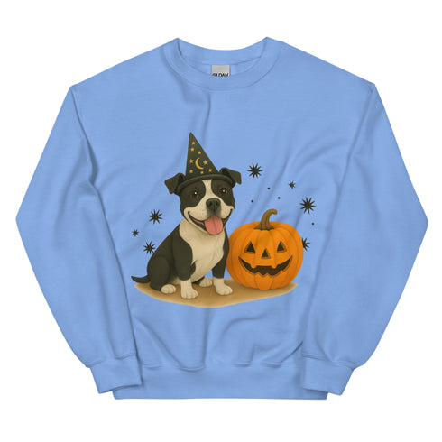 Black and White Pitbull Halloween Witchy Dogs Sweatshirt