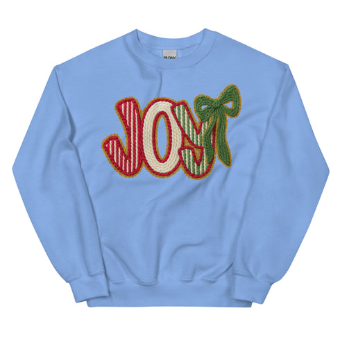 Joy Faux Crochet Christmas Crewneck