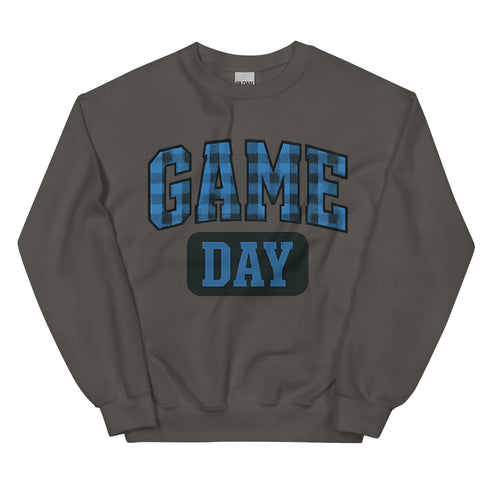 Game Day Blue Plaid Football Sweatshirt