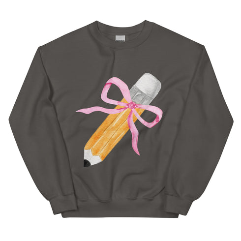 Coquette Teacher Bow Pencil Sweatshirt