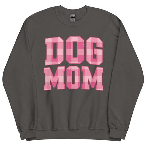 Pink Dog Mom Plaid Crewneck
