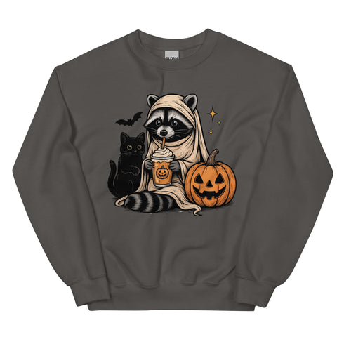 Halloween Fall Coffee Racoon Crewneck