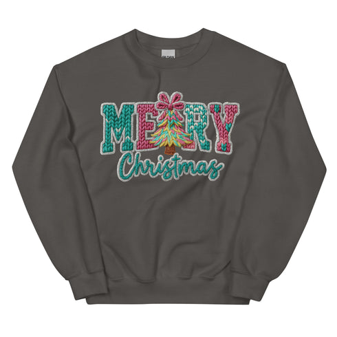 Faux Crochet Merry Christmas Crewneck