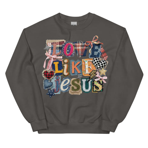 Love Like Jesus Faux Quilt Crewneck