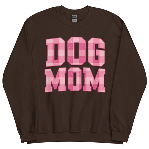 Pink Dog Mom Plaid Crewneck