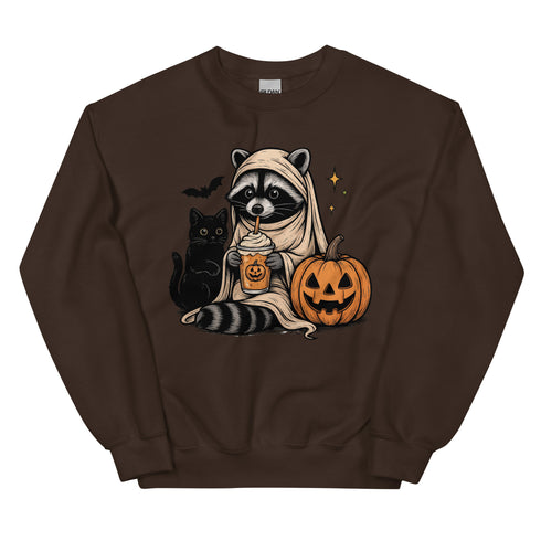 Halloween Fall Coffee Racoon Crewneck